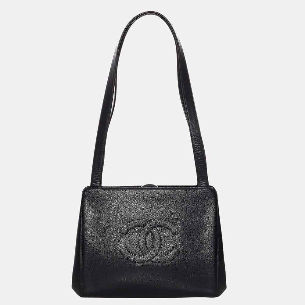 Chanel Black Caviar Leather Shoulder Bag商品第1张图片规格展示