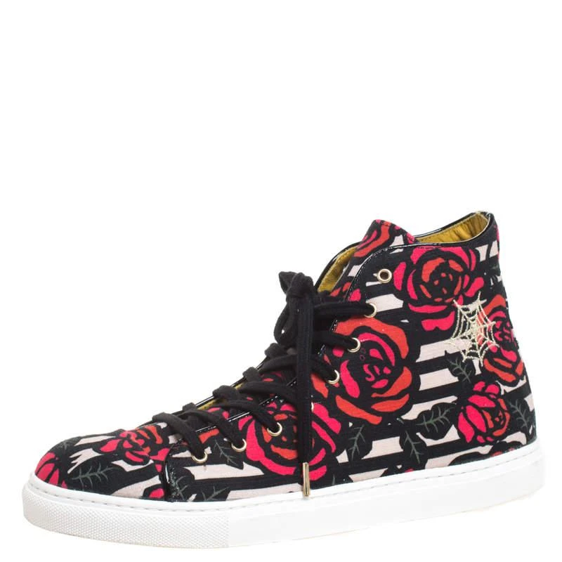 商品[二手商品] Charlotte Olympia|Charlotte Olympia Multicolor Rose Print Canvas High Top Sneakers Size 38.5,价格¥2003,第2张图片详细描述