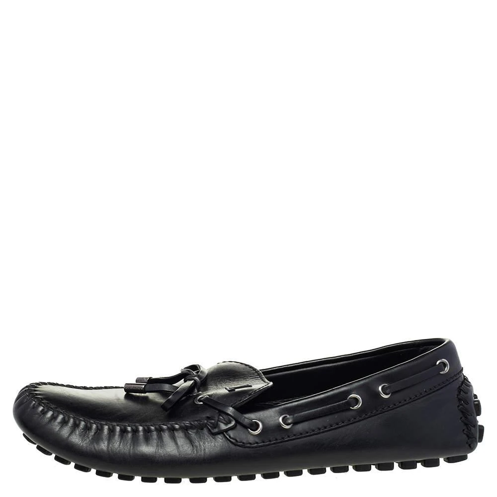 商品[二手商品] Louis Vuitton|Louis Vuitton Black Leather Bow Slip On Loafers Size 43.5,价格¥3187,第2张图片详细描述
