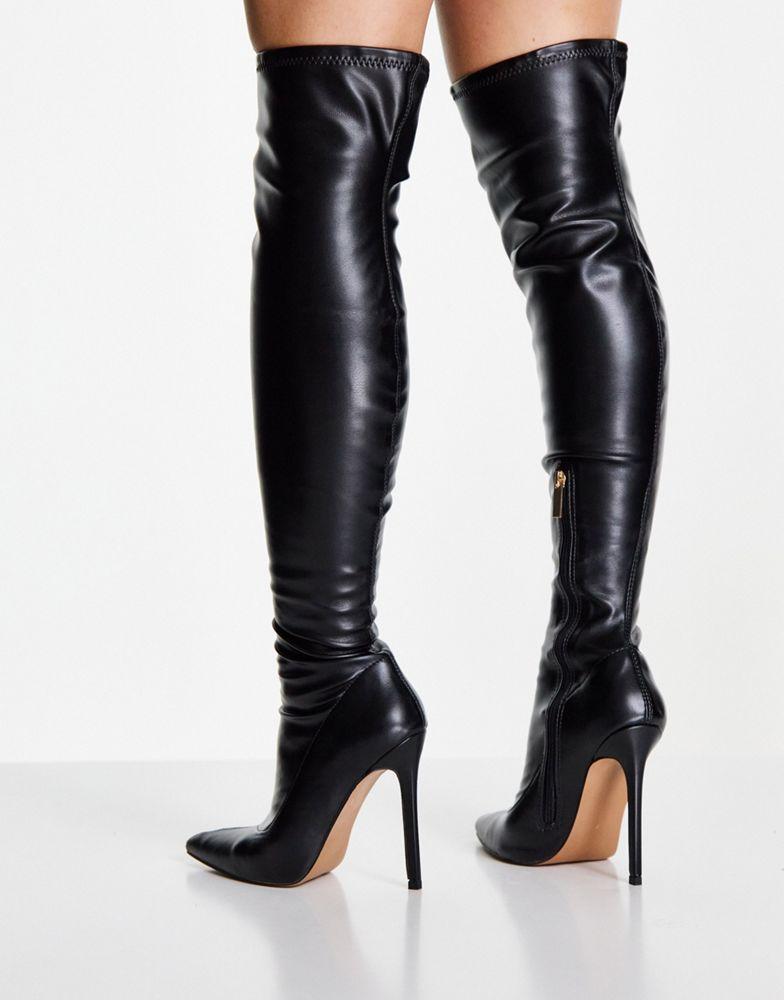 ASOS DESIGN Petite Koko heeled over the knee boots in black商品第3张图片规格展示
