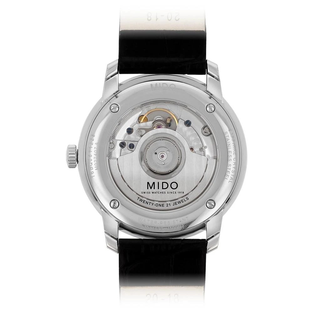商品MIDO|Men's Swiss Automatic Baroncelli III Heritage Black Leather Strap Watch 39mm,价格¥7796,第3张图片详细描述