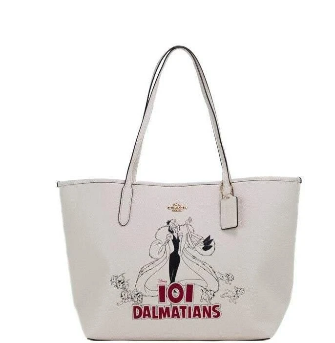 商品Coach|COACH Disney Cruella 101 Dalmations Motif Pebble Leather City Tote Bag,价格¥2010,第1张图片