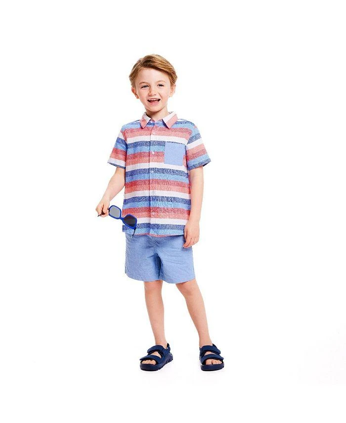 商品Andy & Evan|Boys' Red Chambray Striped Short Sleeve Buttondown Shirt & Short Set - Little Kid, Big Kid,价格¥451,第5��张图片详细描述
