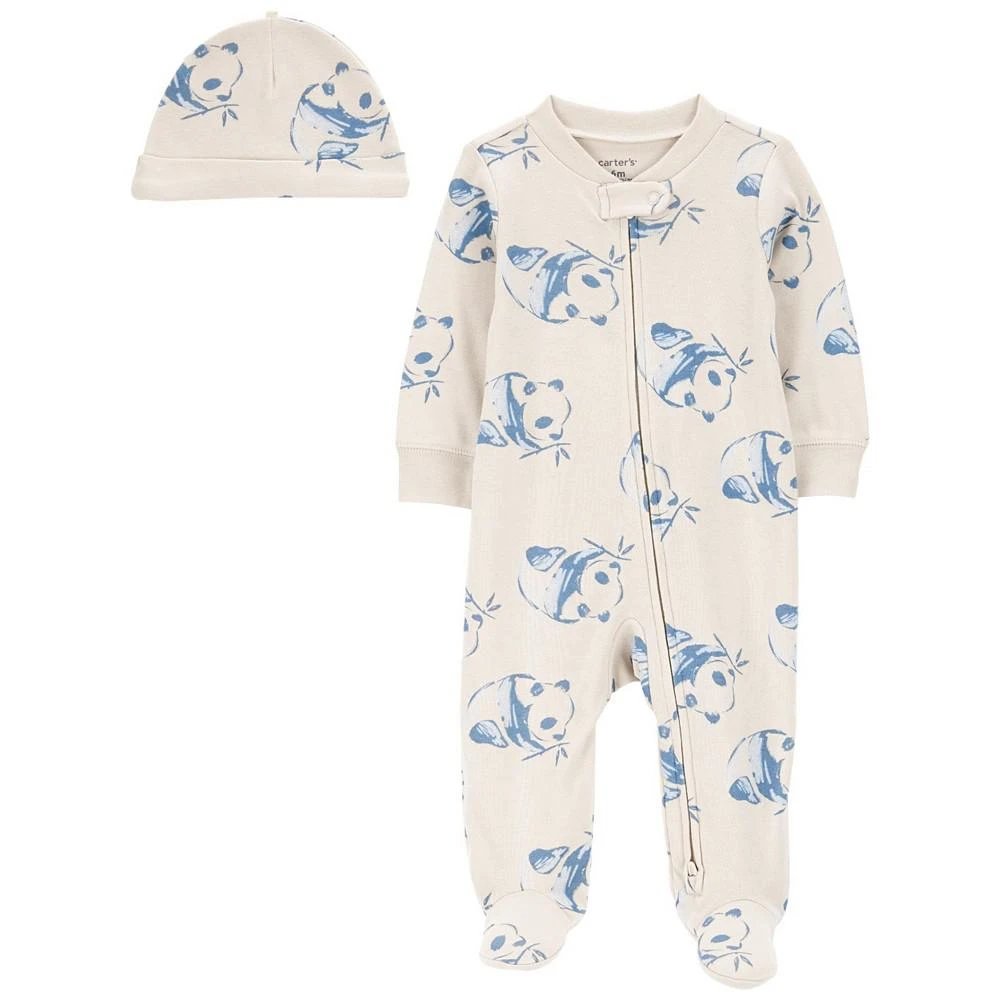 商品Carter's|Baby Boys or Baby Girls Panda Sleep and Play and Cap, 2 Piece Set,价格¥90,第1张图片