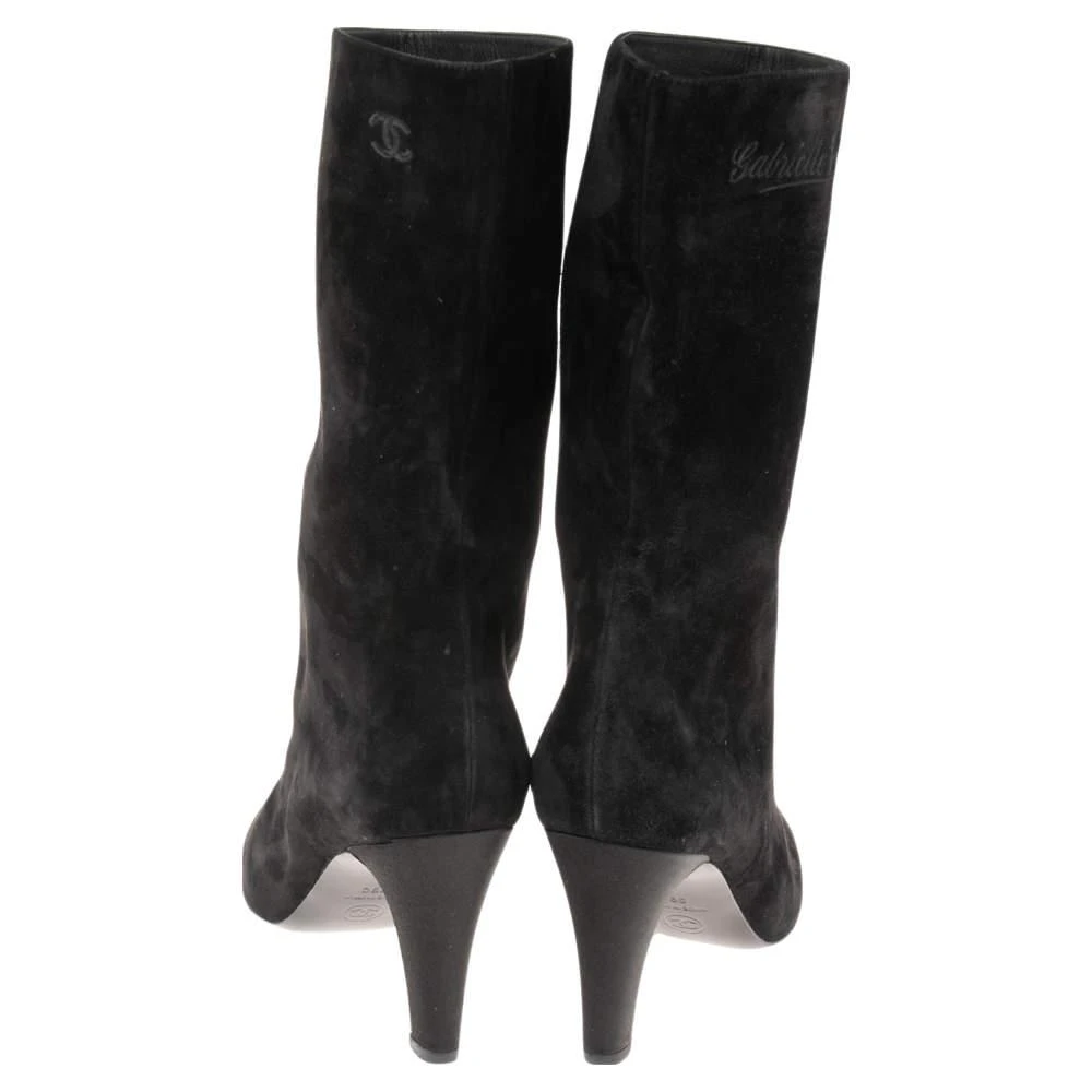 商品[二手商品] Chanel|Chanel Black Suede and Satin Gabrielle Cap Toe Mid Calf Boots Size 39,价格¥4155,第5张图片详细描述