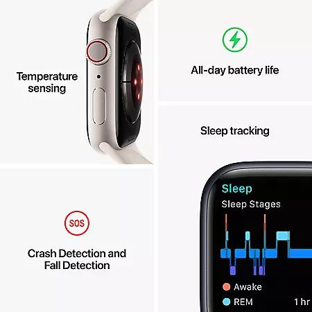 Apple Watch Series 8 GPS + Cellular 41mm Stainless Steel Case with Sport Band (Choose Color and Band Size)商品第8张图片规格展示