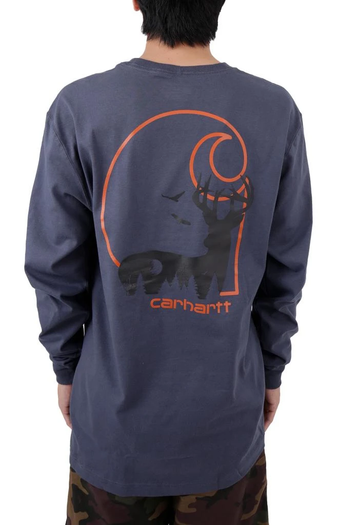 商品Carhartt|(105487) Loose Fit Heavyweight L/S Hunt Graphic Shirt - Bluestone,价格¥205,第3张图片详细描述