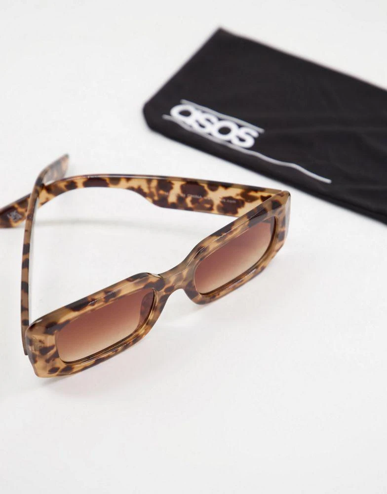 商品ASOS|ASOS DESIGN frame mid square sunglasses with corner bevel in milky tort   - BROWN,价格¥71,第4张图片详细描述