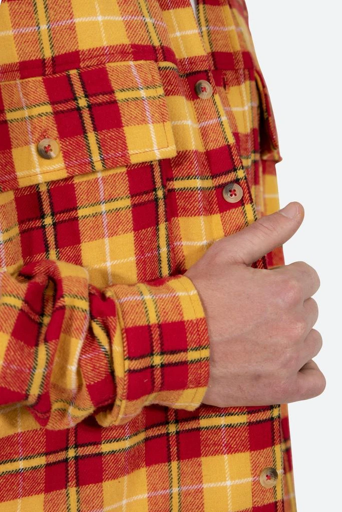 Relaxed Cargo Flannel Shirt - Yellow/Red 商品