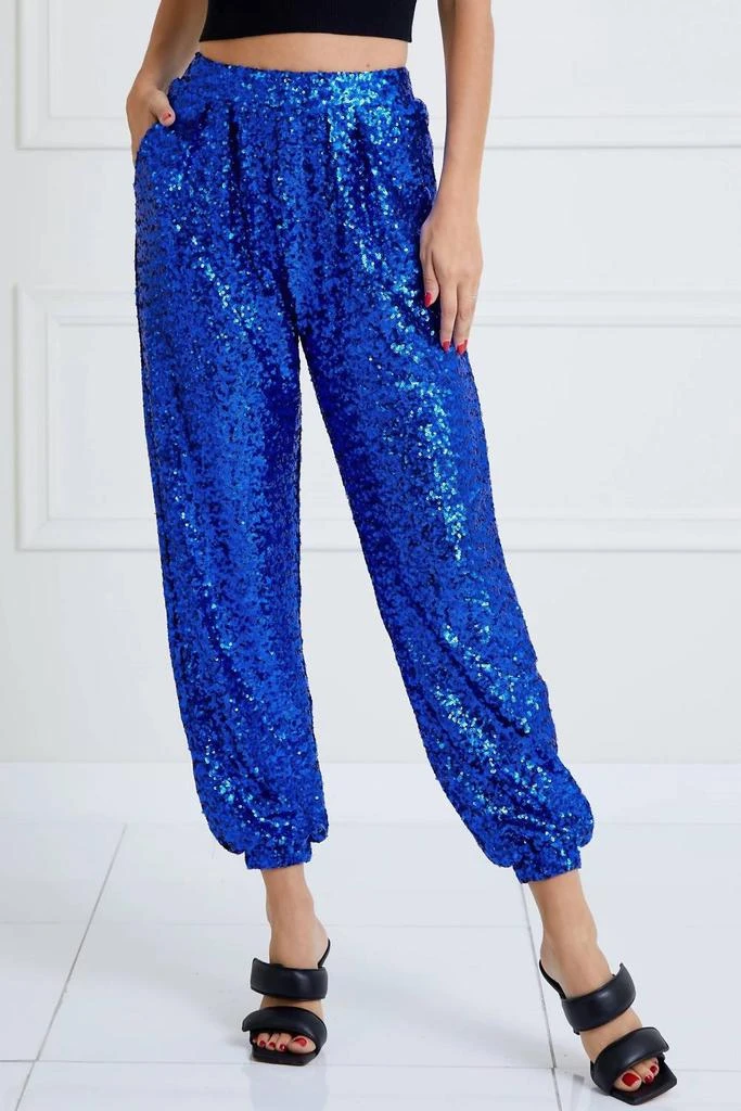 商品Glam|Sequin Jogger Pants In Royal Blue,价格¥329,第2张图片详细描述