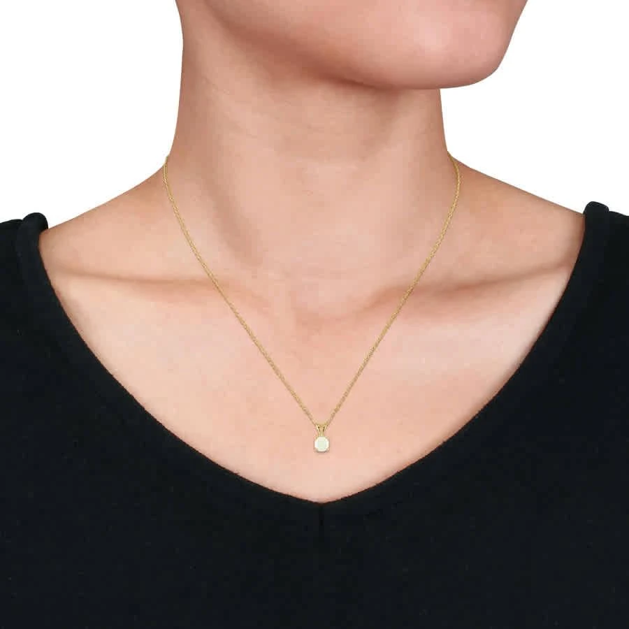 商品Amour|Opal Solitaire Pendant with Chain In 14K Yellow Gold,价格¥780,第3张图片详细描述
