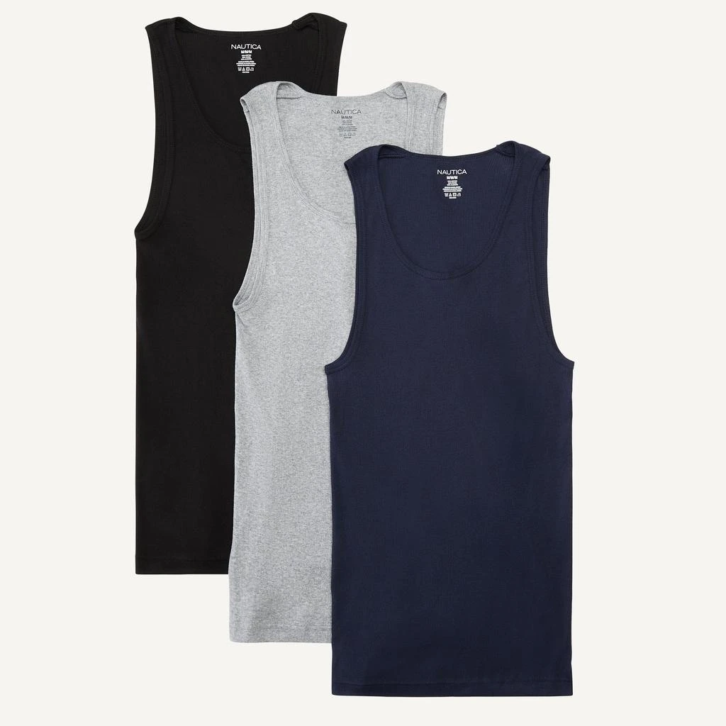 商品Nautica|Mens Ribbed Tanks, 3-Pack,价格¥124,第1张图片