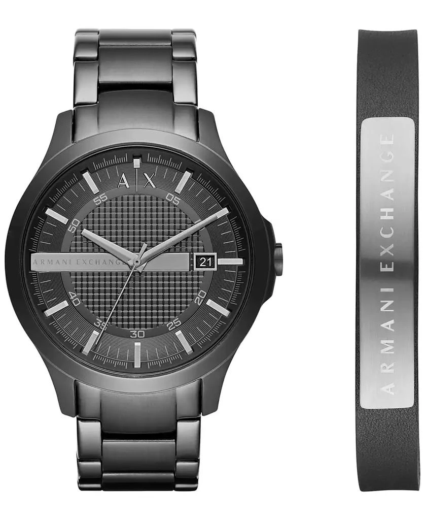 商品Armani Exchange|Men's Black Stainless Steel Bracelet Watch Gift Set 46mm,价格¥1100,第1张图片