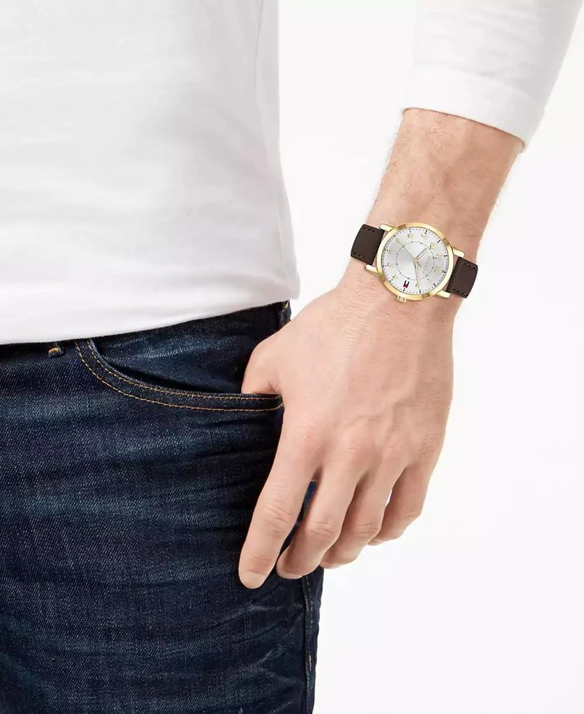 商品Tommy Hilfiger|Men's Brown Leather Strap Watch 42mm, Created for Macy's,价格¥546,第4张图片详细描述