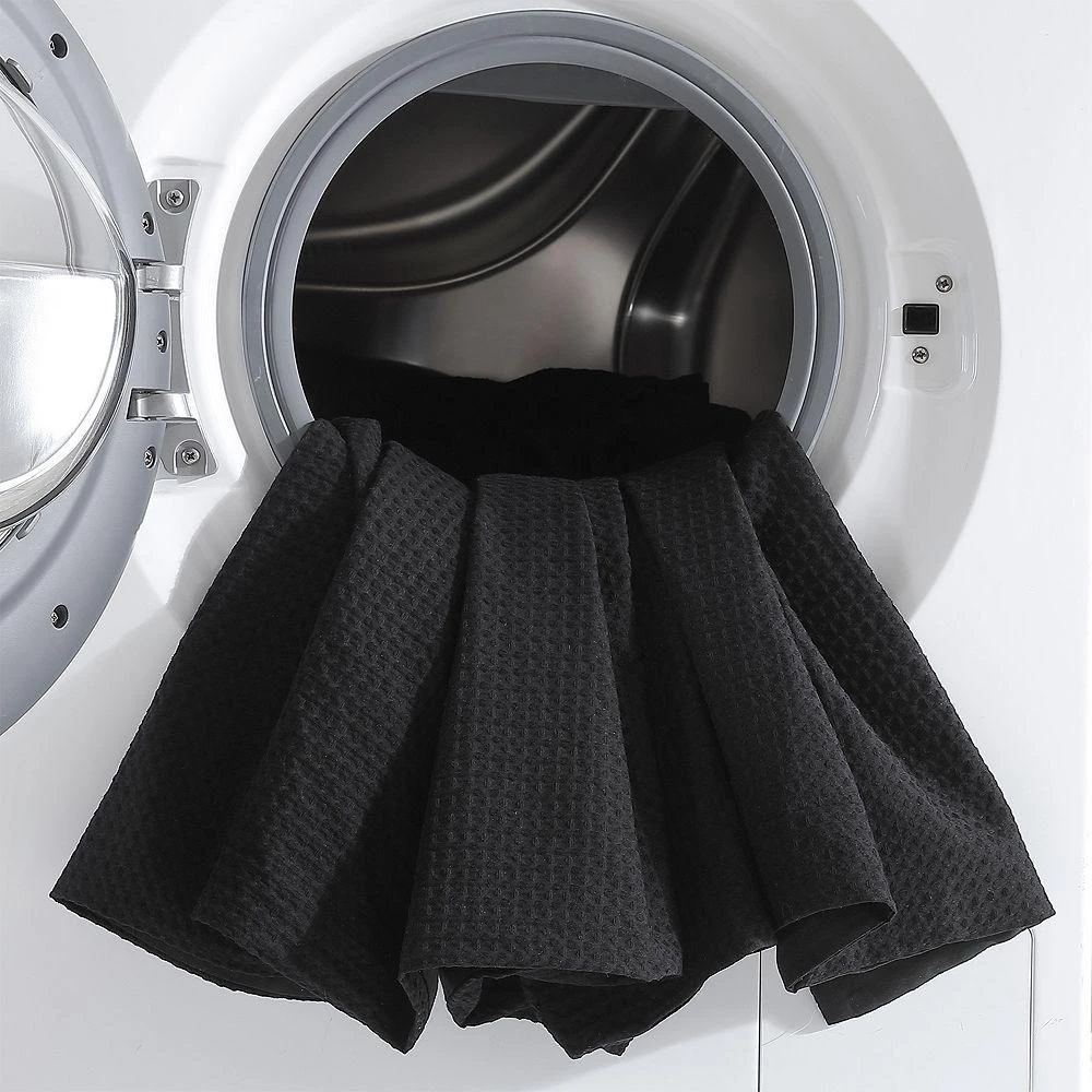Waffle Pique Black Cotton Duvet Cover Set, King 商品