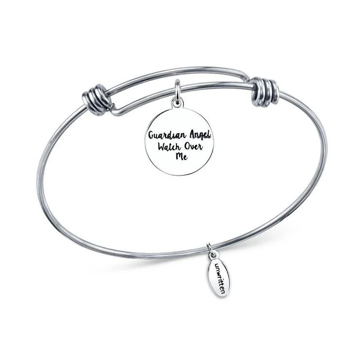 商品Unwritten|"Watch Over Me" Adjustable Message Bangle Bracelet in Stainless Steel,价格¥104,第2张图片详细描述