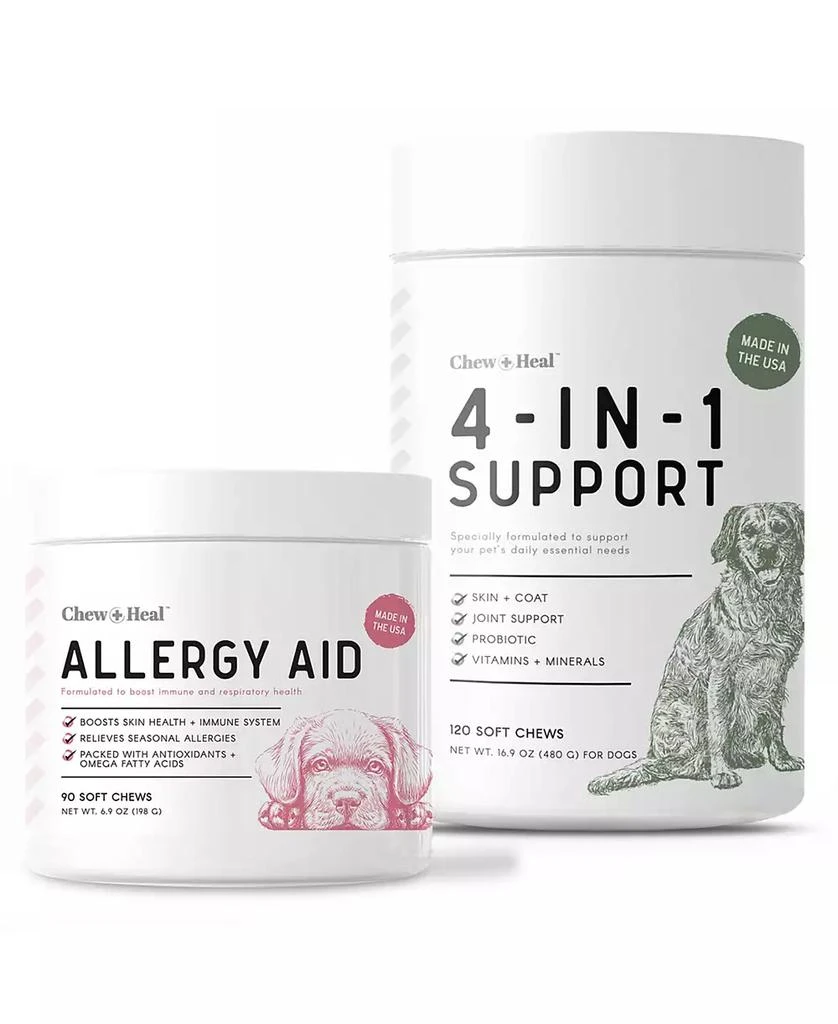 商品Chew + Heal|MaxProtect Allergy Aid with Antioxidants, Dog Supplement & Multivitamin - 210 Delicious Total Chews,价格¥298,第1张图片