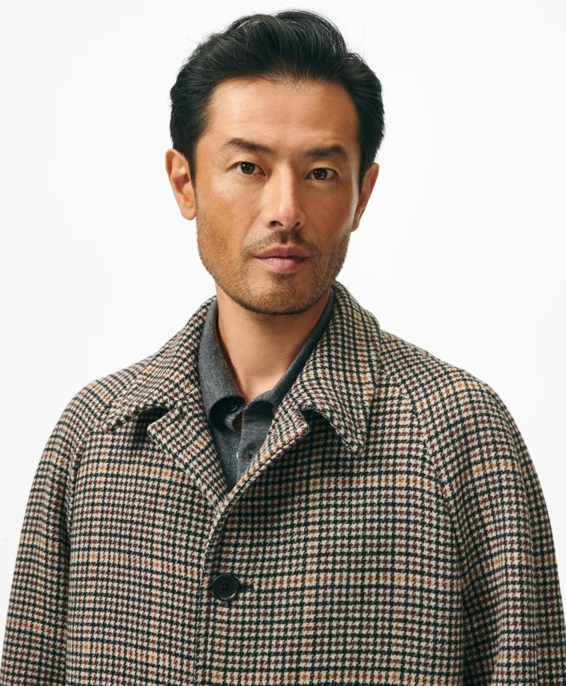 Shop Wool-Blend Balmacaan Checked Coat on Sale at BeyondStyle