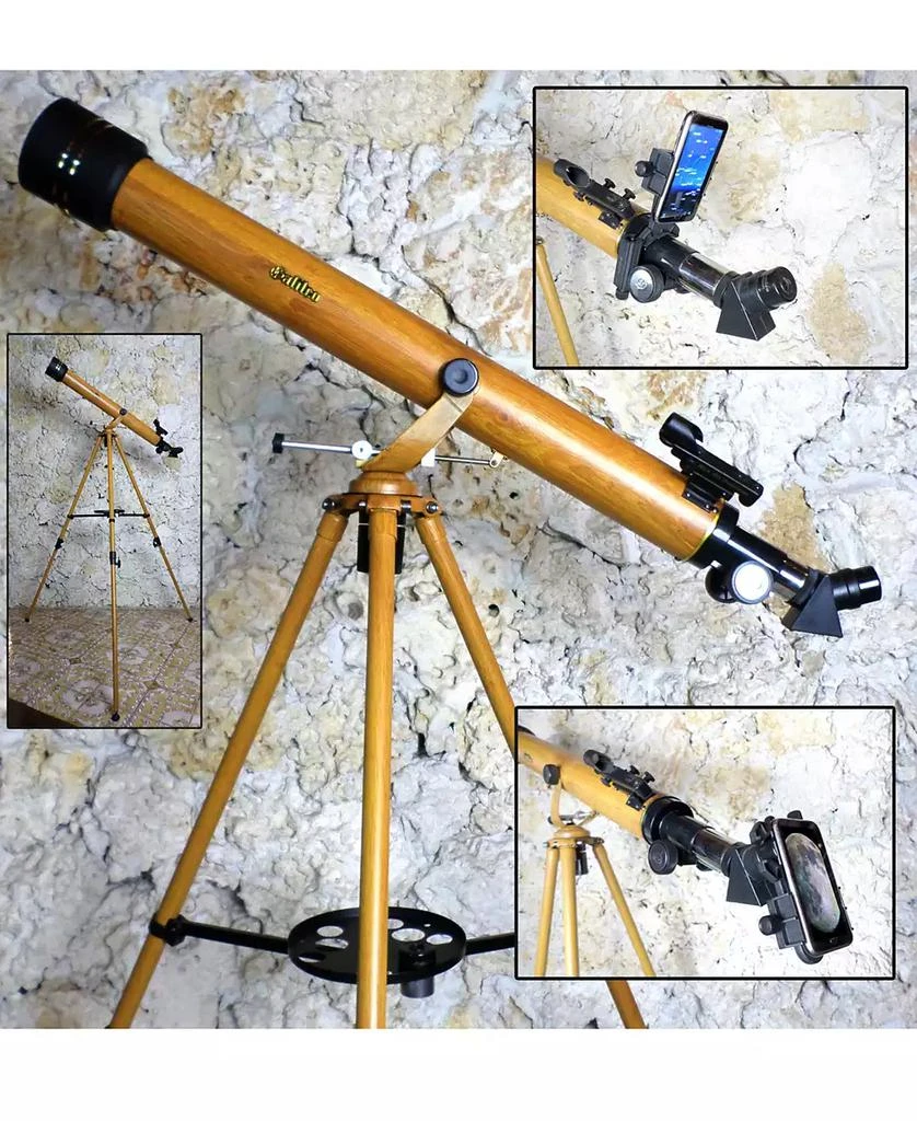商品Cosmo Brands|Cassini 800mm X 60mm Wood Grain Telescope and Smartphone Adapter and Slow Motion Rod,价格¥2240,第2张图片详细描述