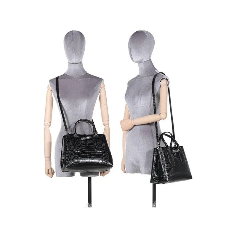珑骧 LONGCHAMP 奢侈品 女士ROSEAU系列中号黑色小牛皮鳄鱼纹手提斜挎包 10058 HTS 001送女友礼物 商品