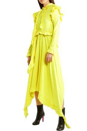 商品Vetements|Neon ruffled cotton-jersey midi dress,价格¥5670,第2张图片详细描述