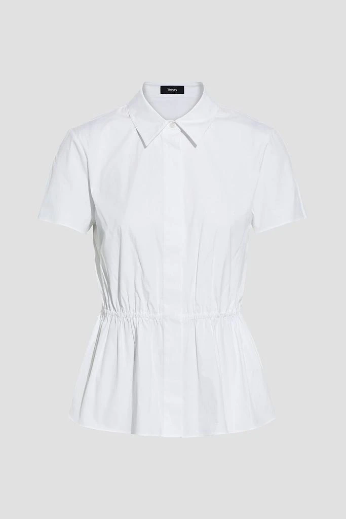 商品Theory|Cotton-blend poplin peplum shirt,价格¥599,第3张图片详细描述