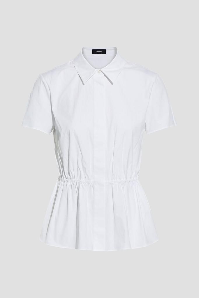 商品Theory|Cotton-blend poplin peplum shirt,价格¥581,第1张图片