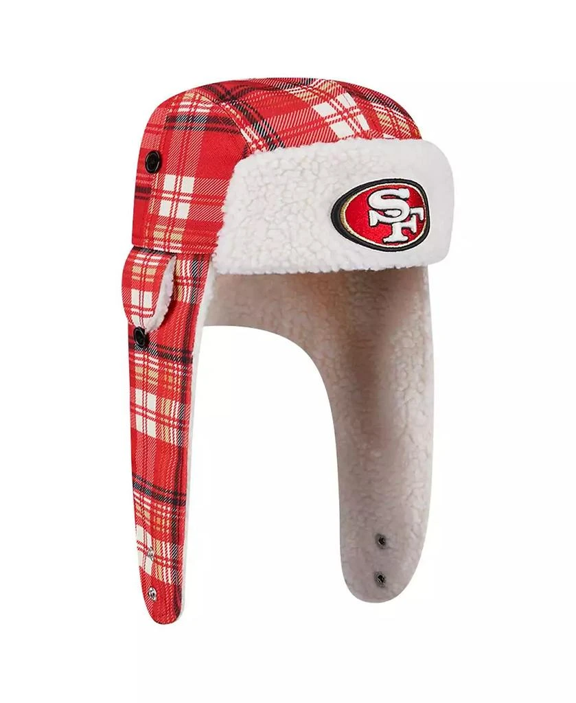 商品New Era|Men's Scarlet San Francisco 49ers Sideline Plaid Sherpa Trapper Hat,价格¥268,第3张图片详细描述