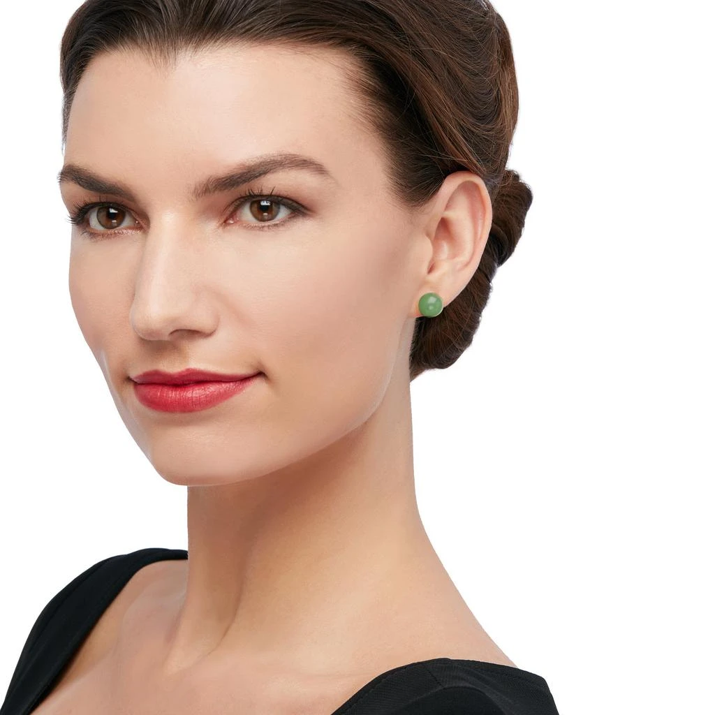 商品Ross-Simons|10mm Jade Stud Earrings in 14kt Yellow Gold,价格¥888,第2张图片详细描述