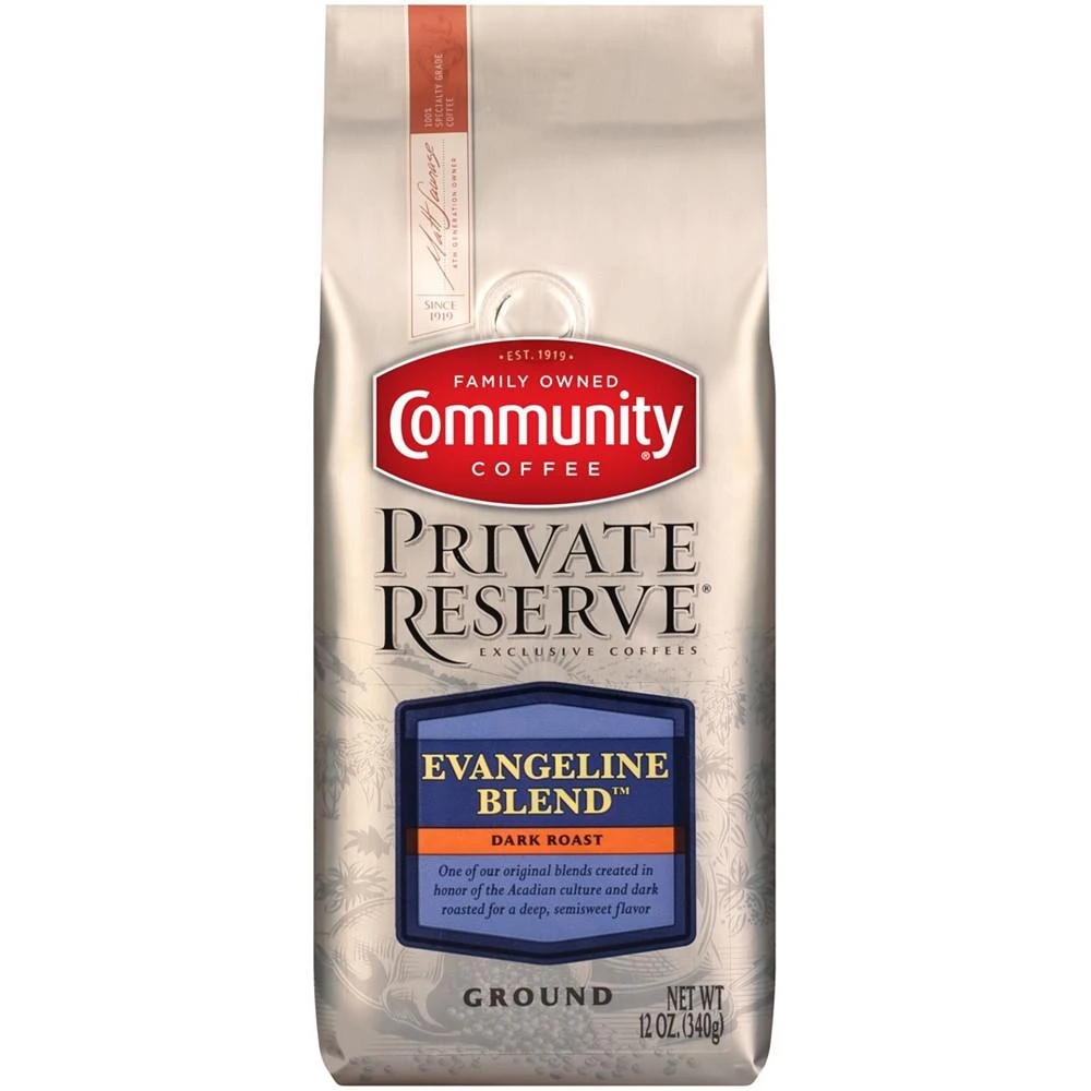商品Community Coffee|Private Reserve Evangeline Blend Dark Roast Specialty-Grade Ground Coffee, 12 Oz - 6 Pack,价格¥651,第2张图片详细描述