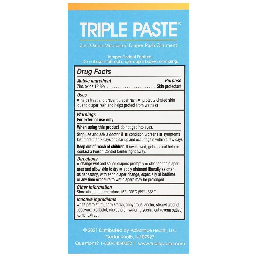 商品Triple Paste|Hypoallergenic Medicated Diaper Rash Ointment Unscented,价格¥86,第3张图片详细描述