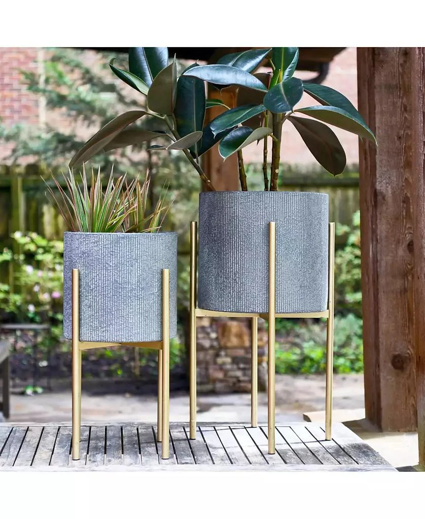 商品Storied Home|Modern Boho Embossed Metal Planters with Stands,价格¥859,第2张图片详细描述