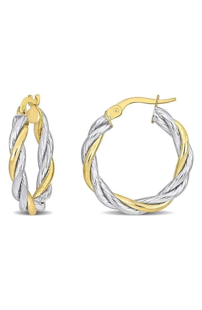 商品DELMAR|10K Yellow & White Gold 25mm Twisted Hoop Earrings,价格¥2173,第1张图片