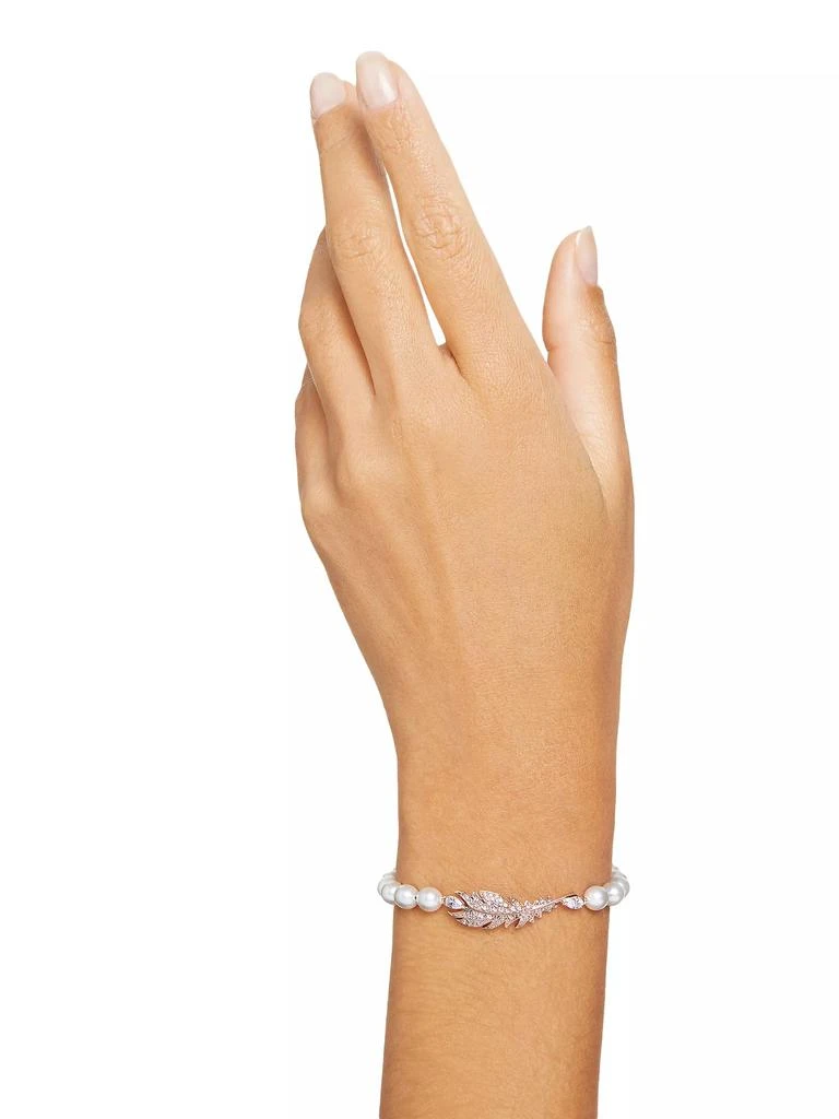 商品Swarovski|Nice Rose-Goldtone, Imitation Pearl & Swarovski Crystal Feather Charm Bracelet,价格¥1342,第2张图片详细描述