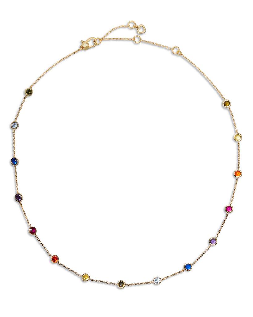 Rainbow Cubic Zirconia Dotted Collar Necklace in Gold Tone, 16"-19"商品第1张图片规格展示