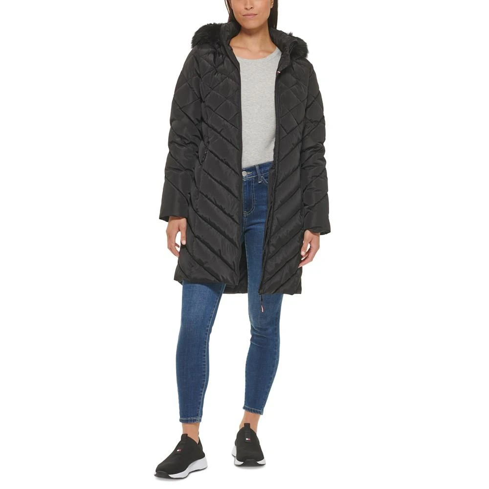 商品Tommy Hilfiger|Women's Faux-Fur-Trim Hooded Puffer Coat,价格¥955,第1张图片