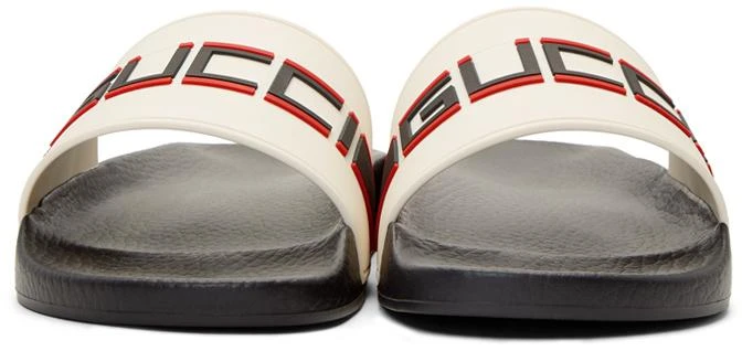 商品Gucci|White & Black Logo Stripe Slides拖鞋,价格¥2278,第2张图片详细描述