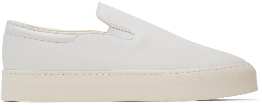 商品The Row|White Leather Dean Slip-On Sneakers,价格¥6631,第1张图片