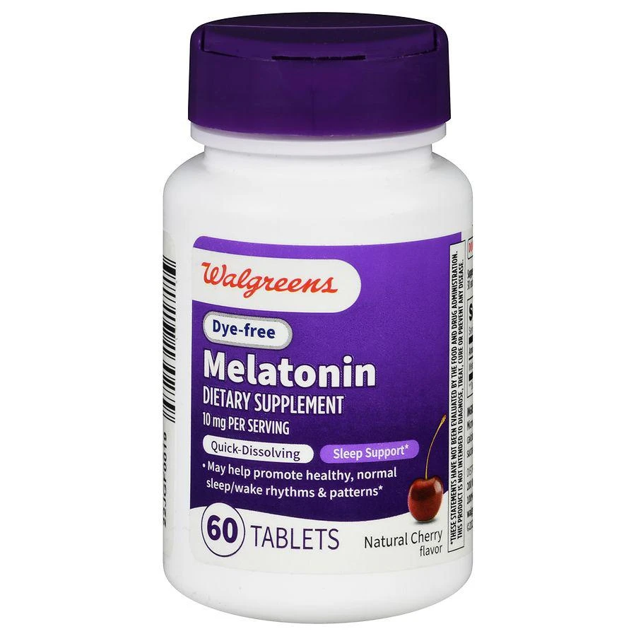 商品Walgreens|Dye Free Melatonin 10 mg Quick-Dissolving Tablets (60 days) Natural Cherry,价格¥75,第1张图片