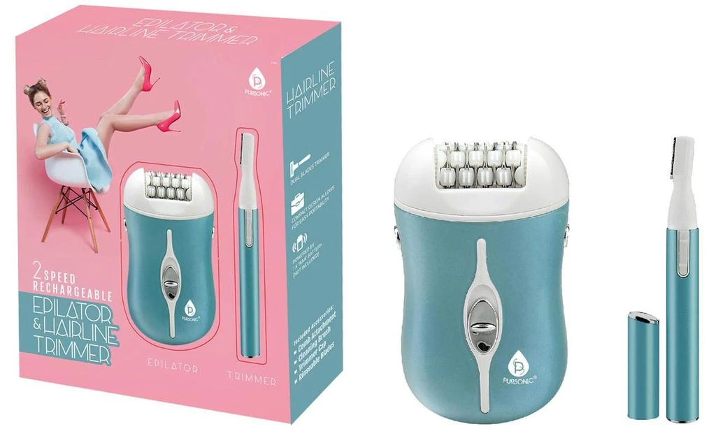 商品PURSONIC|2 Speed Rechargeable Epilator & Hairline Trimmer for Wet & Dry Hair Removal - Features 40 Tweezer Action Discs, Rapid & Non-Irritating Hair Removal for Up to 4 Weeks,价格¥281,第1张图片