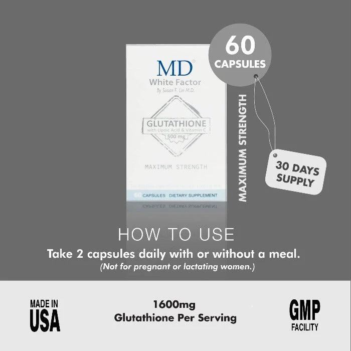 商品MD|MD® White Factor Skin Whitening Glutathione Detox Wellness Capsules,价格¥450,第5张图片详细描述