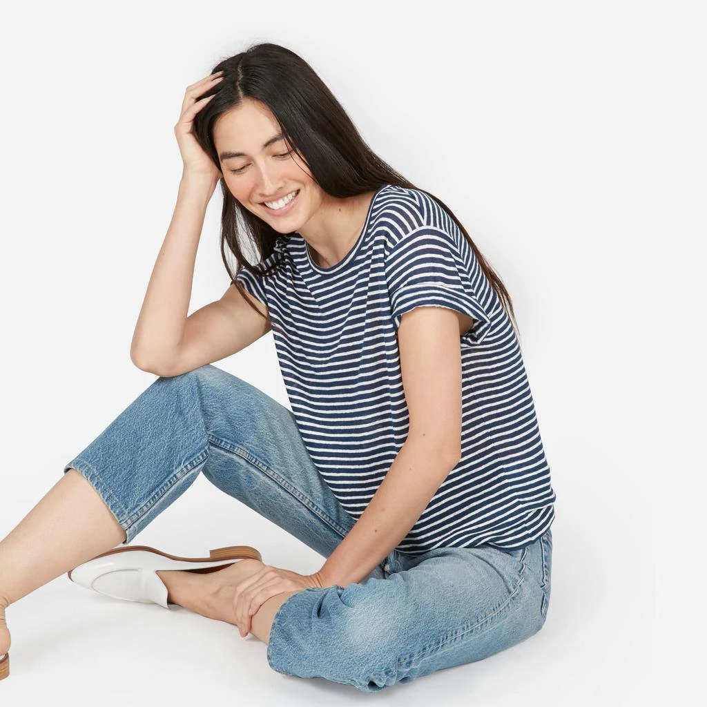 商品Everlane|亚麻方形宽松T恤-条纹,价格¥260,第1张图片