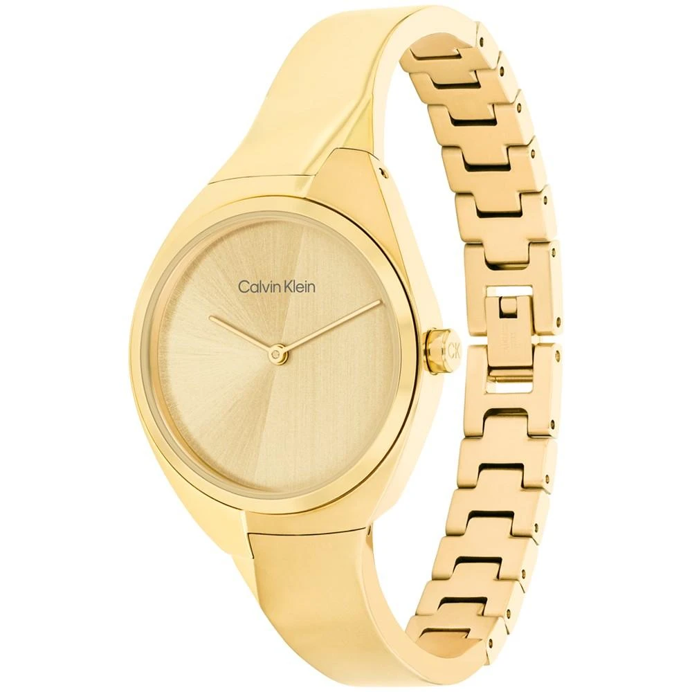 商品Calvin Klein|Women's 2-Hand Gold-Tone Stainless Steel Bangle Bracelet Watch 30mm,价格¥1426,第2张图片详细描述