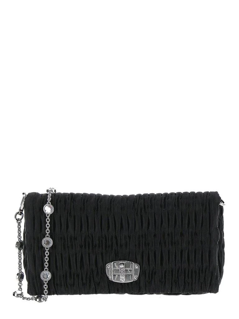 商品Miu Miu|Black Matelassé And Rhinestones Mini Bag,价格¥13066,第1张图片