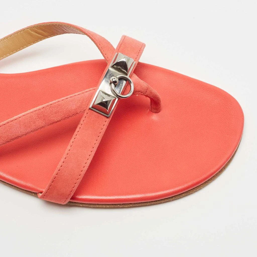 Hermes Pink Suede Corfu Thong Flat Slides Size 41 商品