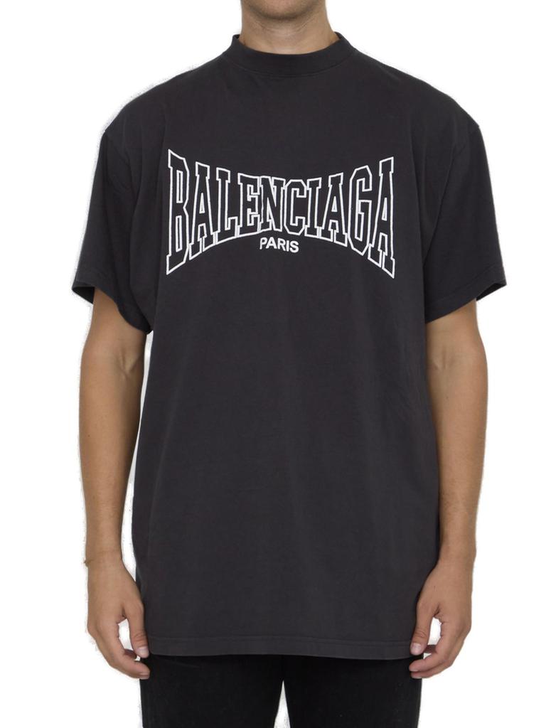 Shop Balenciaga Paris Logo Printed Oversized T-Shirt on Sale at