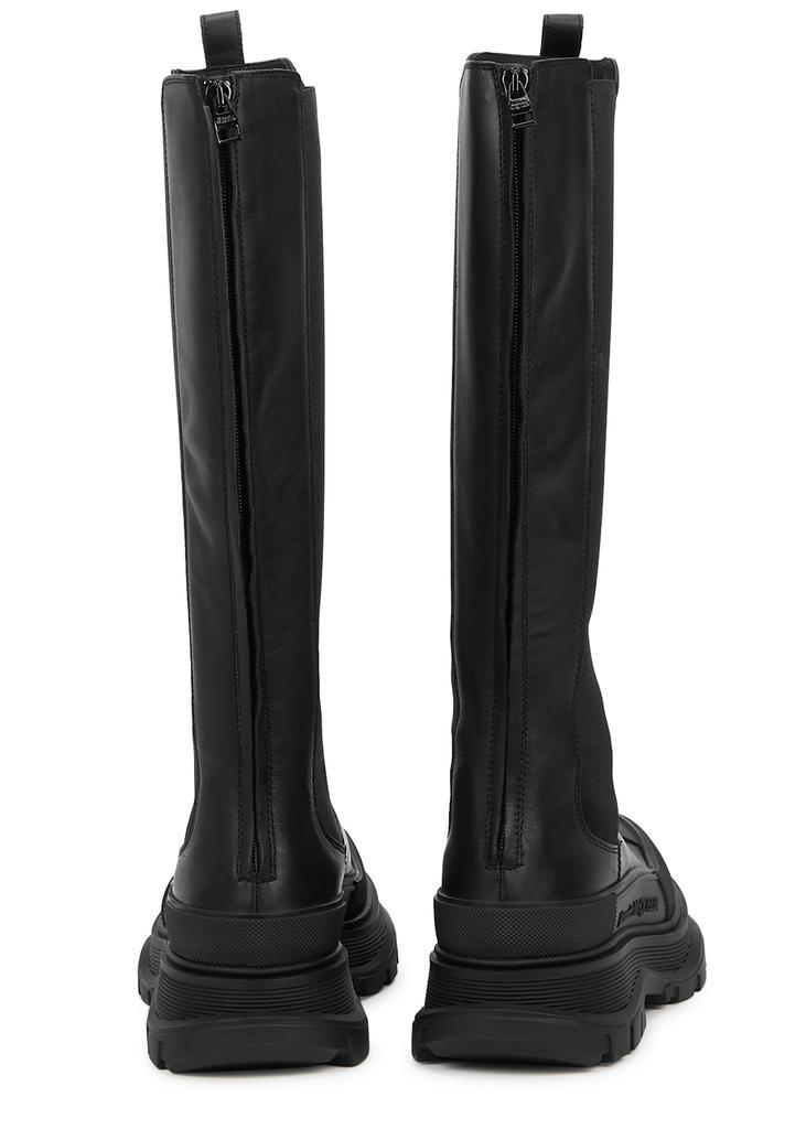 商品Alexander McQueen|Tread black leather knee-high Chelsea boots,价格¥7544,第5张图片详细描述