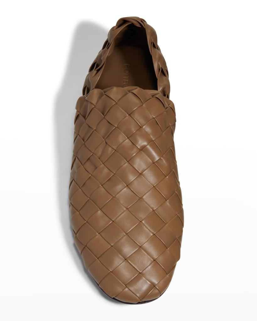 Men's Woven Leather Slippers, Black商品第5张图片规格展示