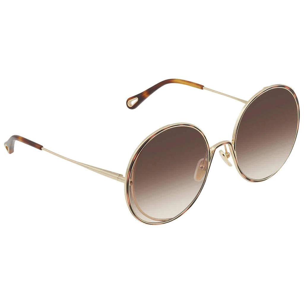 商品Chloé|Chloe Brown Gradient Round Ladies Sunglasses CH0037S 001 61,价格¥1390,第1张图片