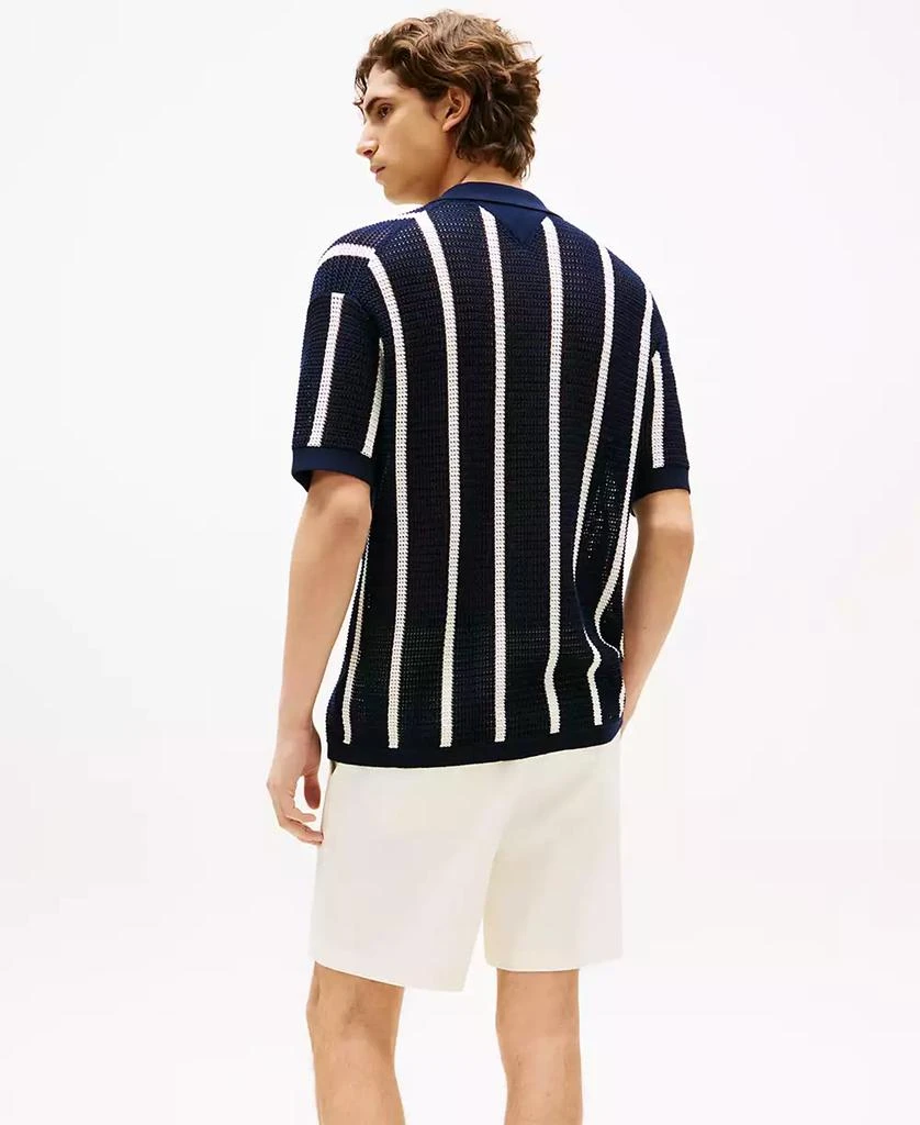 商品Tommy Hilfiger|Men's Stripe Open-Knit Polo Shirt,价格¥958,第2张图片详细描述